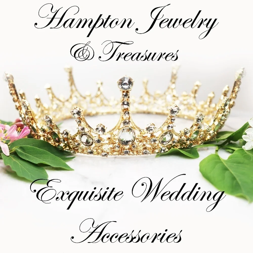 ⚜️ IMPERIAL BEJEWELED CLEAR CRYSTAL GOLD CROWN